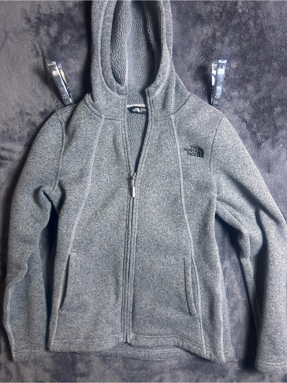 The North Face Gray Full-Zip Hooded Jacket